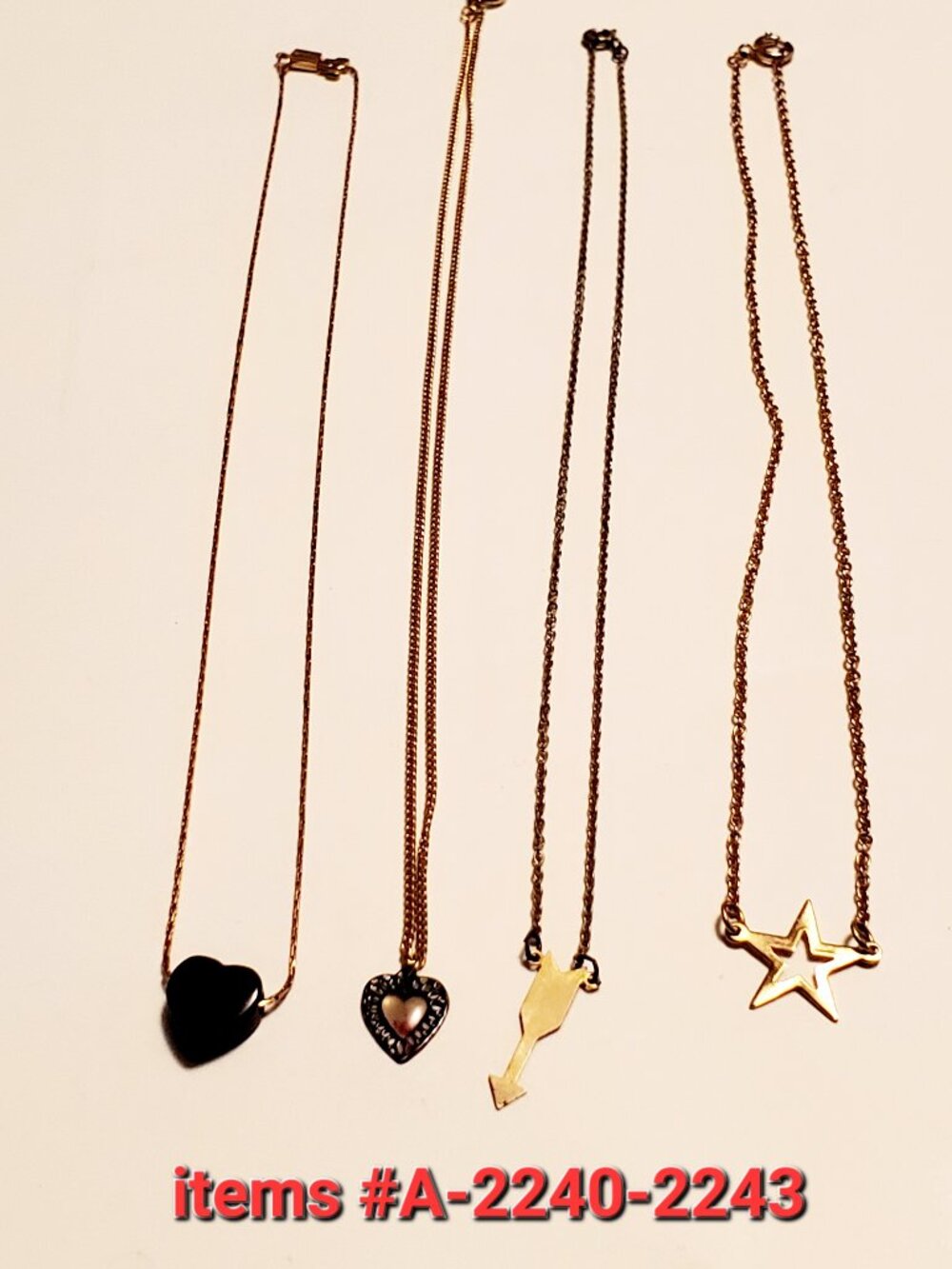 4 gold chain necklaces, items # A-2240-2243,  wt. 7grams.